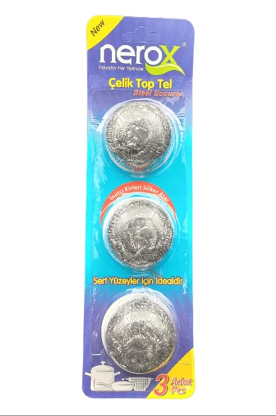 Nerox Çelik Top Tel Ovma Teli 3 Lü Blister Royaleks-NRX-F3003 ürün görseli 1