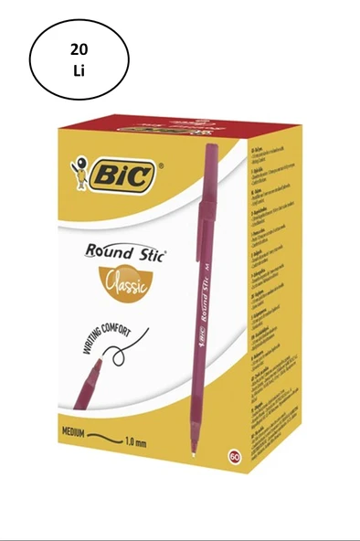 Bic Round Stic Tükenmez Kırmızı Kalem 20'li ürün görseli 1