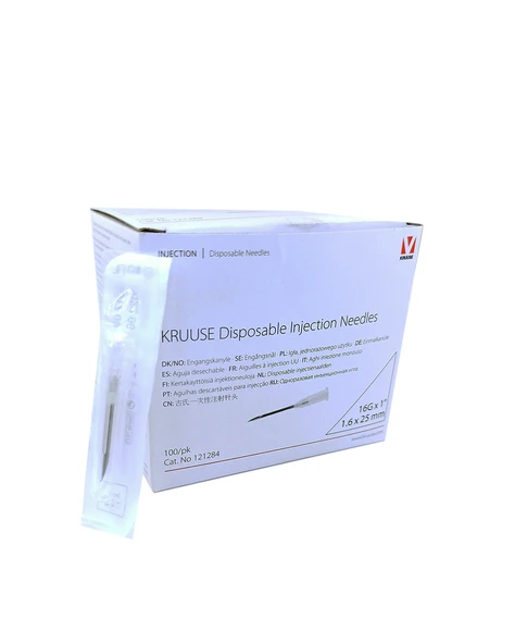 Kruuse Enjektör İğnesi (16G x 1) 1,6x25 mm (100 Adet) Beyaz ürün görseli 1