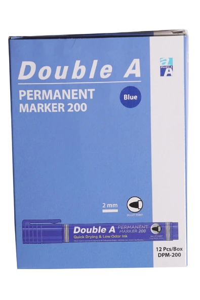 Double A Permanent Yuvarlak Uçlu Kalem Mavi 12'li ürün görseli 1