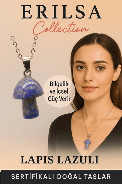 Sertifikalı Mantar Model Lapis Lazuli Taşı Kolye - Bilgelik ve İçsel Güç Veren Doğal Taş ürün görseli 1