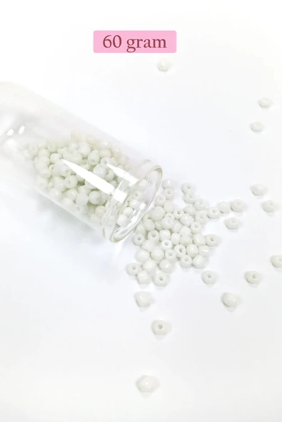 Dökme Cam Kum Boncuk Büyük Boy (6/0) 4 mm - 60 Gram - Beyaz - BNC111 ürün görseli 1