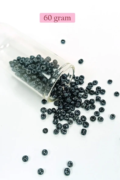 Dökme Cam Kum Boncuk Büyük Boy (6/0) 4 mm - 60 Gram - Siyah - BNC120 ürün görseli 1