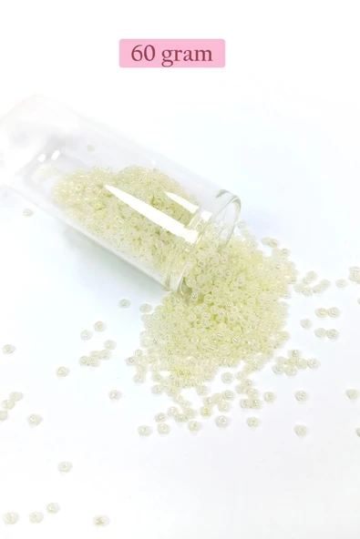 Dökme Cam Kum Boncuk (11/0) 2 mm - 60 Gram -  Krem - BNC047 ürün görseli 1