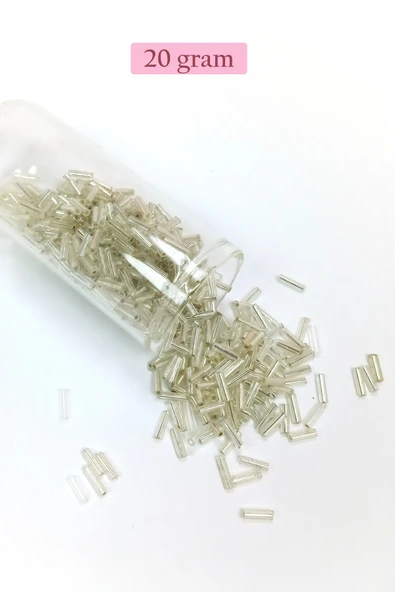 Uzun Boru Kesme Boncuk Çap 2mm Uzunluk 10 mm - 20 Gram - Gümüş - BNC232 ürün görseli 1