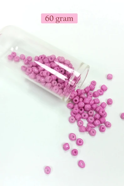 Dökme Cam Kum Boncuk Büyük Boy (6/0) 4 mm - 60 Gram - Koyu Pembe - BNC127 ürün görseli 1