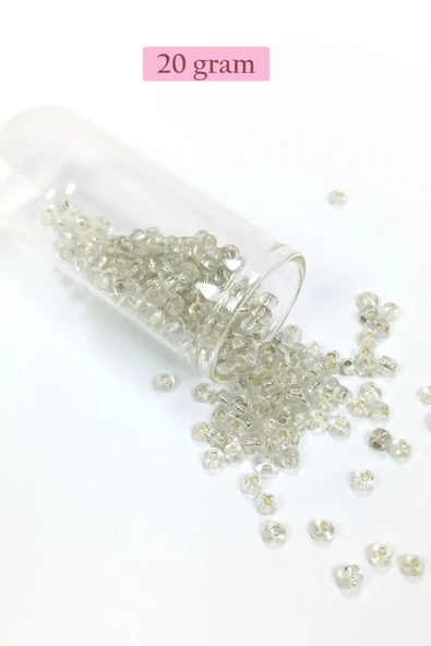 Dökme Cam Kum Boncuk Büyük Boy (6/0) 4 mm - 20 Gram - Şeffaf - BNC086 ürün görseli 1
