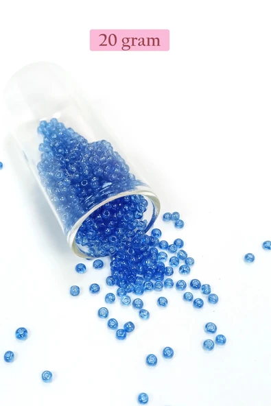 Dökme Cam Kum Boncuk (8/0) 3 mm - 20 Gram - Şeffaf Açık Mavi - BNC163 ürün görseli 1