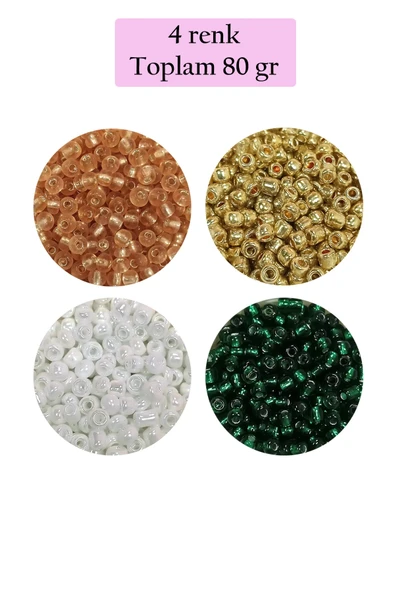 Dökme Cam Kum Boncuk (8/0) 3 mm - 4 Renk - Toplam 80 Gram - BNC416 ürün görseli 1