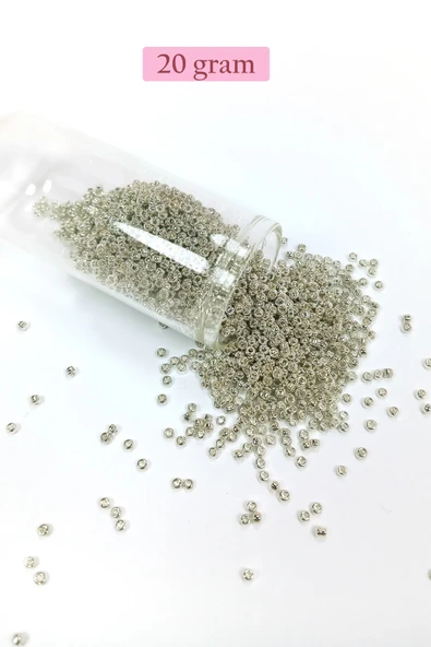 Dökme Cam Kum Boncuk (11/0) 2 mm - 20 Gram -  Gümüş - BNC022 ürün görseli 1