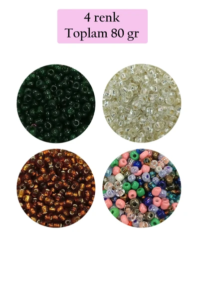 Dökme Cam Kum Boncuk (8/0) 3 mm - 4 Renk - Toplam 80 Gram - BNC419 ürün görseli 1