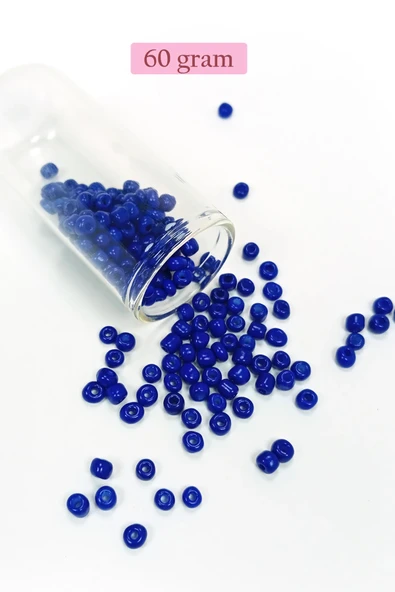 Dökme Cam Kum Boncuk Büyük Boy (6/0) 4 mm - 60 Gram - Koyu Mavi - BNC139 ürün görseli 1