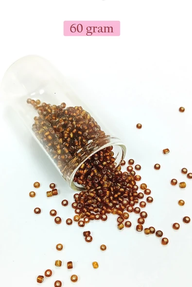 Dökme Cam Kum Boncuk (8/0) 3 mm - 60 Gram - Şeffaf Kahve - BNC198 ürün görseli 1