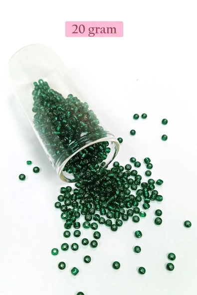 Dökme Cam Kum Boncuk (8/0) 3 mm - 20 Gram - Koyu Yeşil - BNC146 ürün görseli 1