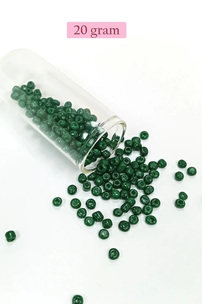 Dökme Cam Kum Boncuk Büyük Boy (6/0) 4 mm - 20 Gram - Koyu Yeşil - BNC104 ürün görseli 1