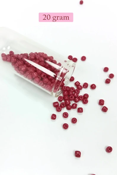 Dökme Cam Kum Boncuk Büyük Boy (6/0) 4 mm - 20 Gram - Bordo - BNC097 ürün görseli 1