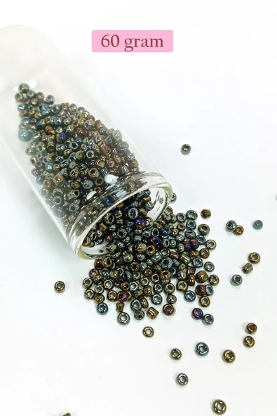 Dökme Cam Kum Boncuk (8/0) 3 mm - 60 Gram - Alacalı Renk - BNC192 ürün görseli 1