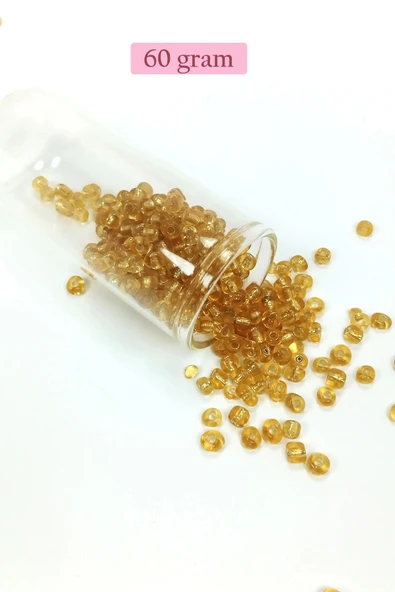 Dökme Cam Kum Boncuk Büyük Boy (6/0) 4 mm - 60 Gram - Şeffaf Bal - BNC119 ürün görseli 1