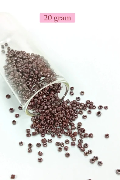 Dökme Cam Kum Boncuk (8/0) 3 mm - 20 Gram - Parlak Koyu Kestane - BNC168 ürün görseli 1