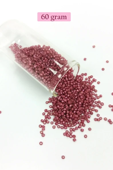 Dökme Cam Kum Boncuk (11/0) 2 mm - 60 Gram -  Koyu Pembe - BNC046 ürün görseli 1