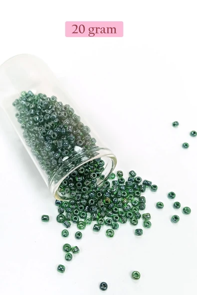 Dökme Cam Kum Boncuk (8/0) 3 mm - 20 Gram - Parlak Yeşil - BNC162 ürün görseli 1