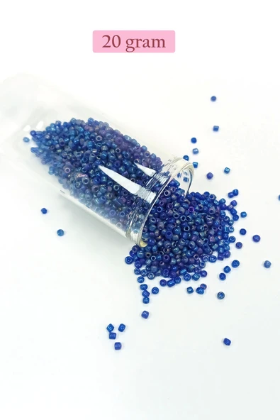Dökme Cam Kum Boncuk (11/0) 2 mm - 20 Gram -  Koyu Mavi - BNC017 ürün görseli 1