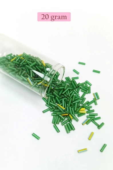 Uzun Boru Kesme Boncuk Çap 2mm Uzunluk 10 mm - 20 Gram - Yeşil - BNC256 ürün görseli 1