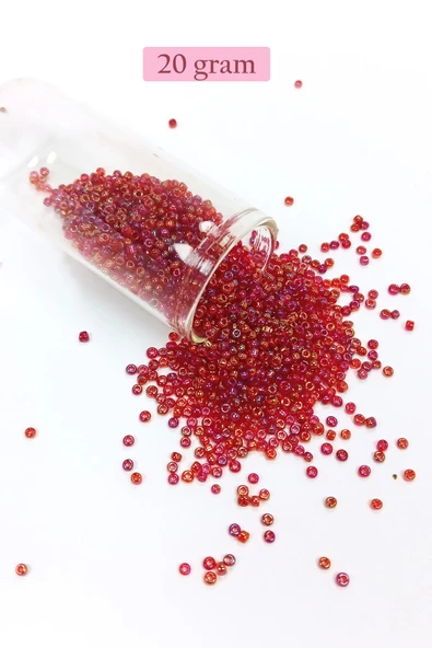 Dökme Cam Kum Boncuk (11/0) 2 mm - 20 Gram -  Morlu Kırmızı - BNC028 ürün görseli 1
