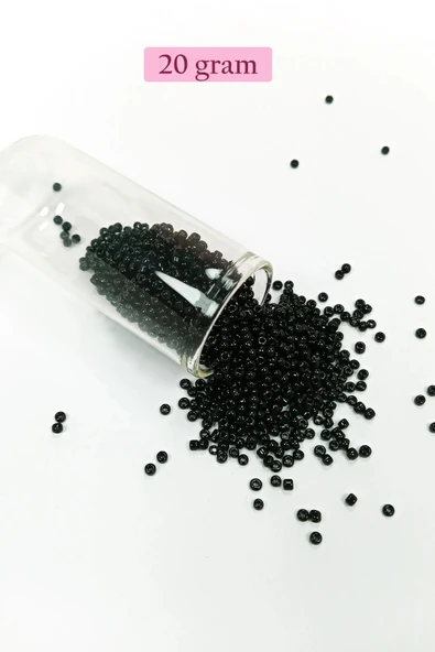 Dökme Cam Kum Boncuk (11/0) 2 mm - 20 Gram -  Siyah - BNC010 ürün görseli 1