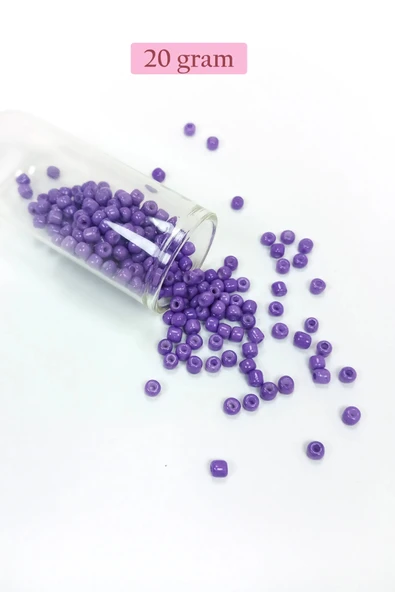 Dökme Cam Kum Boncuk Büyük Boy (6/0) 4 mm - 20 Gram - Mor - BNC080 ürün görseli 1