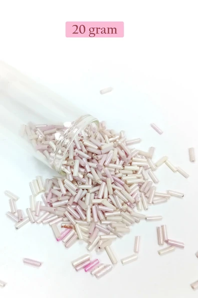 Uzun Boru Kesme Boncuk Çap 2mm Uzunluk 10 mm - 20 Gram - Mat Beyaz - BNC263 ürün görseli 1