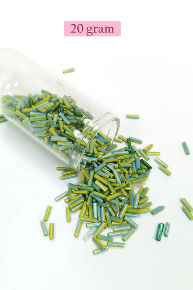 Uzun Boru Kesme Boncuk Çap 2mm Uzunluk 10 mm - 20 Gram - Yeşil Mavi - BNC250 ürün görseli 1