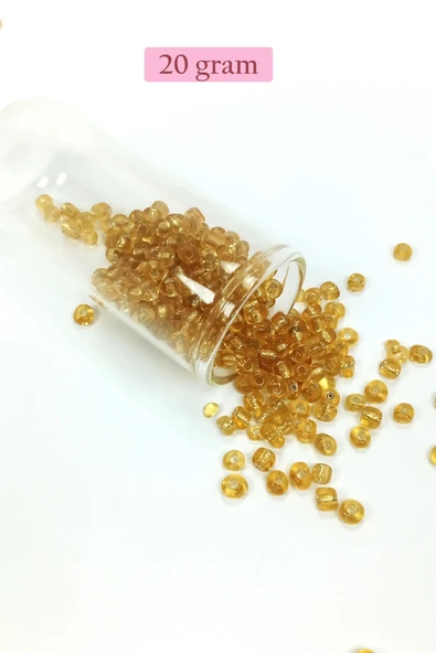 Dökme Cam Kum Boncuk Büyük Boy (6/0) 4 mm - 20 Gram - Şeffaf Bal - BNC083 ürün görseli 1