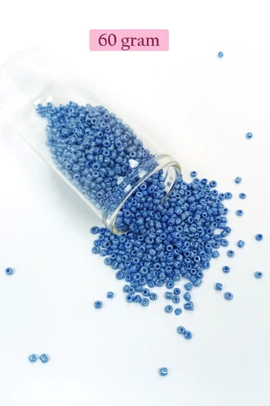 Dökme Cam Kum Boncuk (11/0) 2 mm - 60 Gram -  Mavi - BNC044 ürün görseli 1