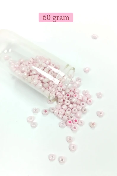 Dökme Cam Kum Boncuk Büyük Boy (6/0) 4 mm - 60 Gram - Toz Pembe - BNC113 ürün görseli 1