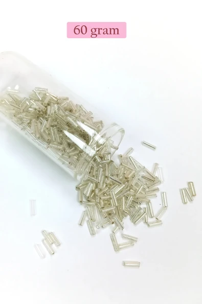 Uzun Boru Kesme Boncuk Çap 2mm Uzunluk 10 mm - 60 Gram - Gümüş - BNC271 ürün görseli 1