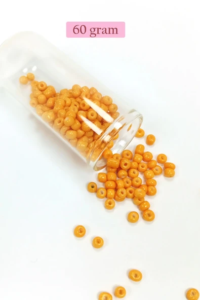 Dökme Cam Kum Boncuk Büyük Boy (6/0) 4 mm - 60 Gram - Açık Turuncu - BNC131 ürün görseli 1
