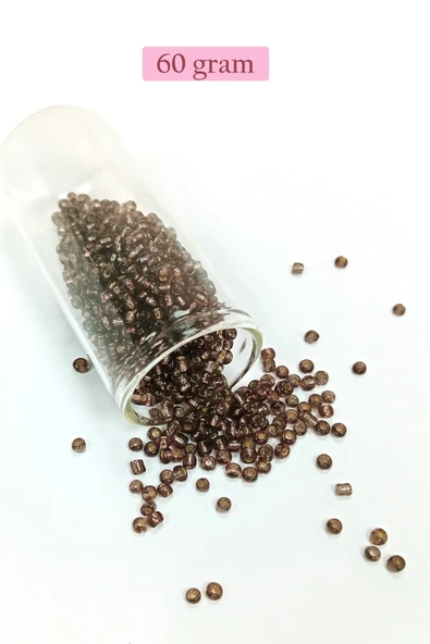 Dökme Cam Kum Boncuk (8/0) 3 mm - 60 Gram - Şefaff Alacalı Kahve - BNC213 ürün görseli 1