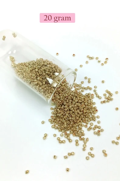 Dökme Cam Kum Boncuk (11/0) 2 mm - 20 Gram -  Altın - BNC024 ürün görseli 1