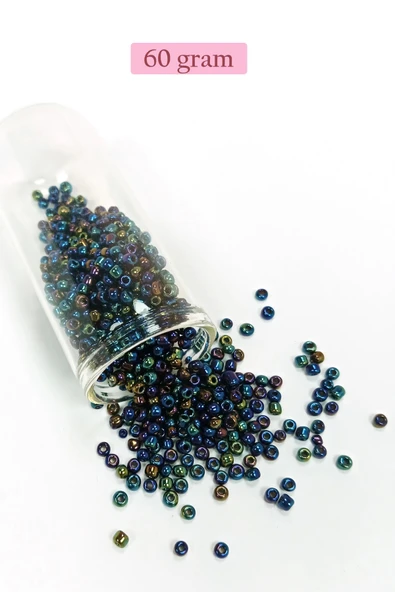 Dökme Cam Kum Boncuk (8/0) 3 mm - 60 Gram - Lacivert Yeşil - BNC210 ürün görseli 1
