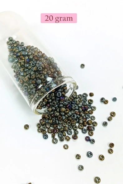 Dökme Cam Kum Boncuk (8/0) 3 mm - 20 Gram - Alacalı Renk - BNC151 ürün görseli 1