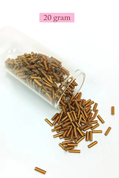 Uzun Boru Kesme Boncuk Çap 2mm Uzunluk 10 mm - 20 Gram - Gold - BNC248 ürün görseli 1