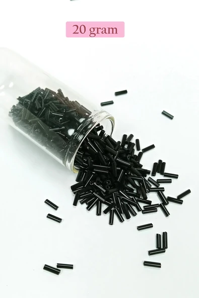Uzun Boru Kesme Boncuk Çap 2mm Uzunluk 10 mm - 20 Gram - Siyah - BNC241 ürün görseli 1