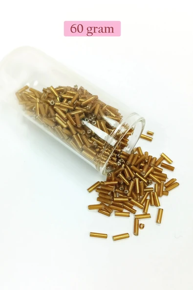 Uzun Boru Kesme Boncuk Çap 2mm Uzunluk 10 mm - 60 Gram - Altın Sarısı - BNC270 ürün görseli 1