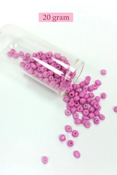 Dökme Cam Kum Boncuk Büyük Boy (6/0) 4 mm - 20 Gram - Koyu Pembe - BNC091 ürün görseli 1