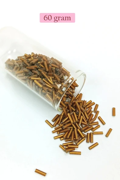 Uzun Boru Kesme Boncuk Çap 2mm Uzunluk 10 mm - 60 Gram - Gold - BNC287 ürün görseli 1