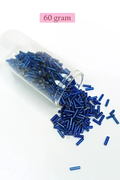 Uzun Boru Kesme Boncuk Çap 2mm Uzunluk 10 mm - 60 Gram - Lacivert - BNC272 ürün görseli 1