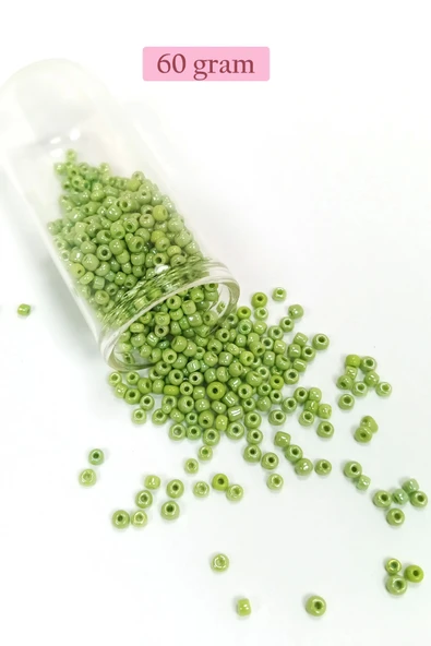 Dökme Cam Kum Boncuk (8/0) 3 mm - 60 Gram - Çimen Yeşili - BNC193 ürün görseli 1