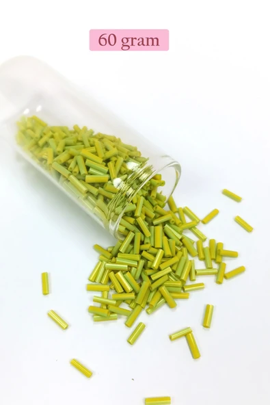 Uzun Boru Kesme Boncuk Çap 2mm Uzunluk 10 mm - 60 Gram - Yeşil - BNC282 ürün görseli 1