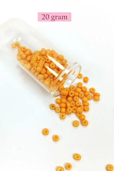 Dökme Cam Kum Boncuk Büyük Boy (6/0) 4 mm - 20 Gram - Açık Turuncu - BNC095 ürün görseli 1